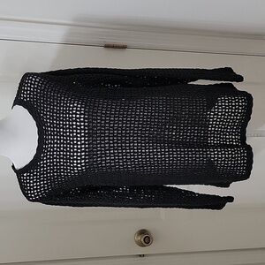 Rafaella Size S Black Loose / Open Knit Long Sleeve Sweater, Excellent Used Cond